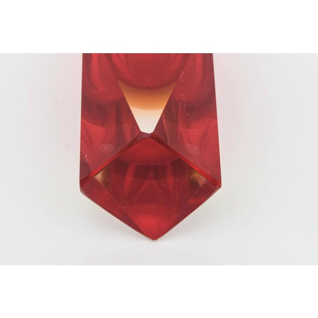 Vintage Murano Alessandro Mandruzzato Faceted Red, Yellow Sommerso Glass Vase For Sale - Image 11 of 12