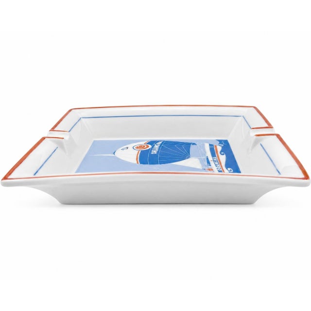 Nautical Vintage Orangina Nautical Sailboat Porcelain Ashtray Catchall Dish For Sale - Image 3 of 11