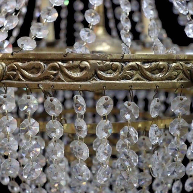 French Empire Style Crystal & Gilt Bronze “Crystal Basket” 8-Light Chandelier For Sale - Image 10 of 11