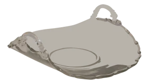 Mid Century Fostoria Glass Century Pattern Hand Crafted Clear Double Handle Curved Serving Plate
