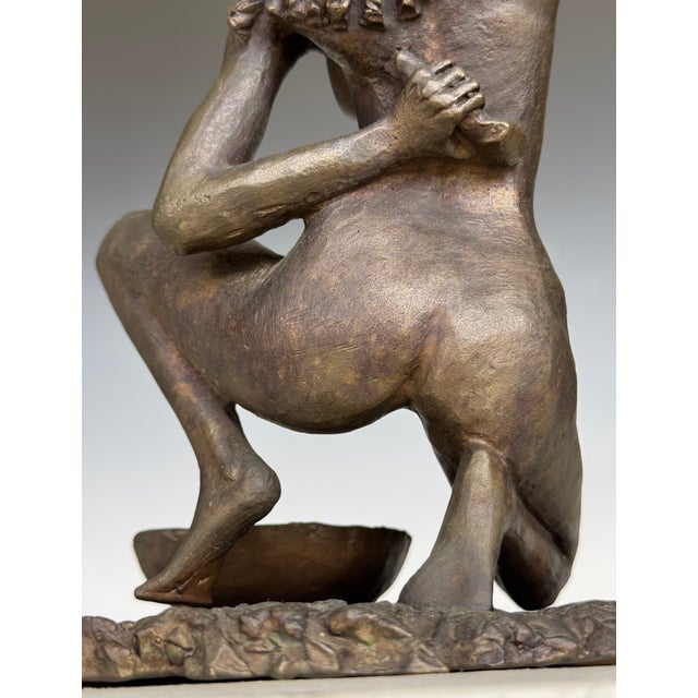 Signed Issa K. Diop 1977 Nude African Woman Bronze Sculpture For Sale - Image 11 of 18