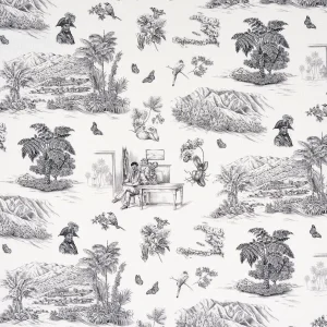 Schumacher x Victor Glemaud Toussaint Toile Fabric in Black & White