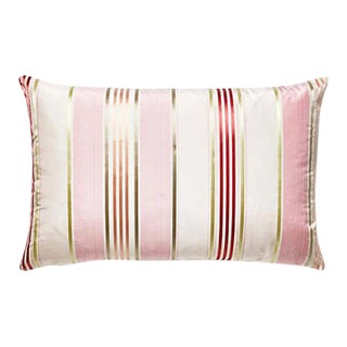 The House of Scalamandré Charlotte Stripe Lumbar Pillow, Blush For Sale