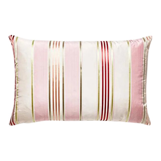 The House of Scalamandré Charlotte Stripe Lumbar Pillow, Blush For Sale