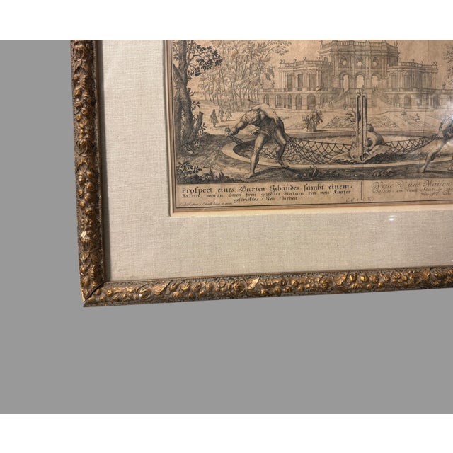 Mid 19th Century Antique Gilt Framed Litho Book Print View of the Garden Building j.b. Fischer Von Erlach For Sale - Image 5 of 10