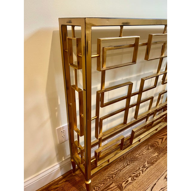 2010s Global Views Open Block Console Table - Gold For Sale - Image 5 of 10