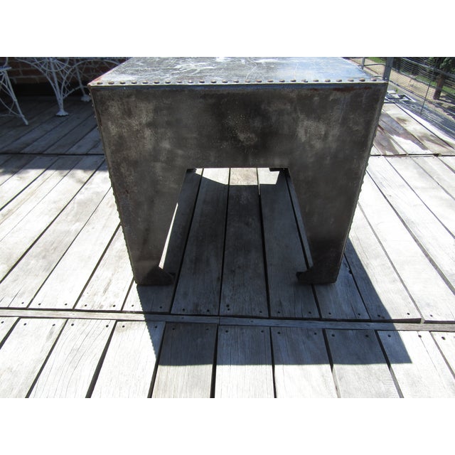 Industrial Steel Water Tank Coffee Patio Table 1900s Steam Punk