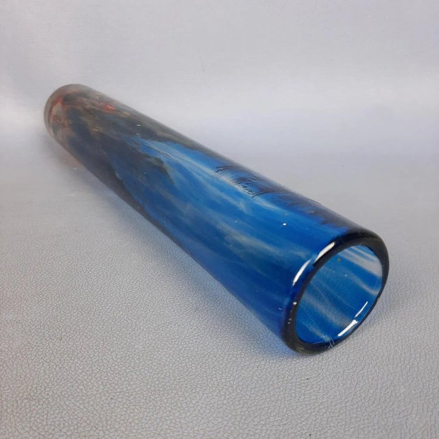 Glass Vase with Malta Blue with Red Shades from Phoenician, 1960s For Sale - Image 6 of 13