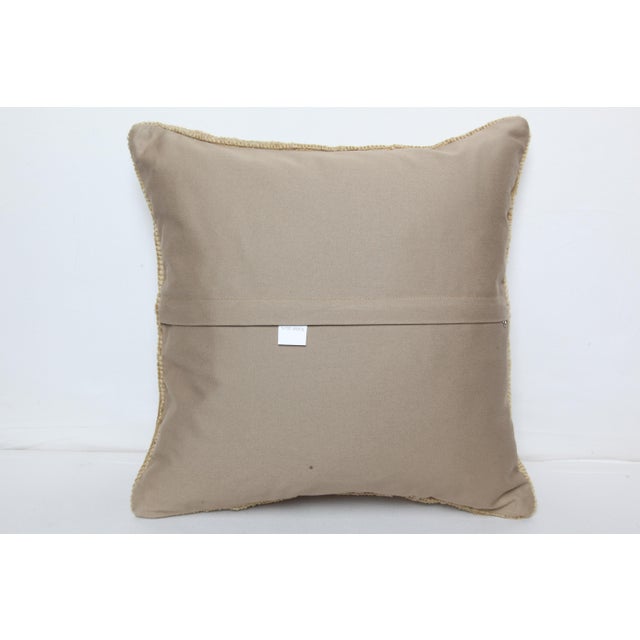 Textile Handwoven Oushak Soft Color Tones Rug Pillow Cushion -16'' X 16'' For Sale - Image 7 of 7