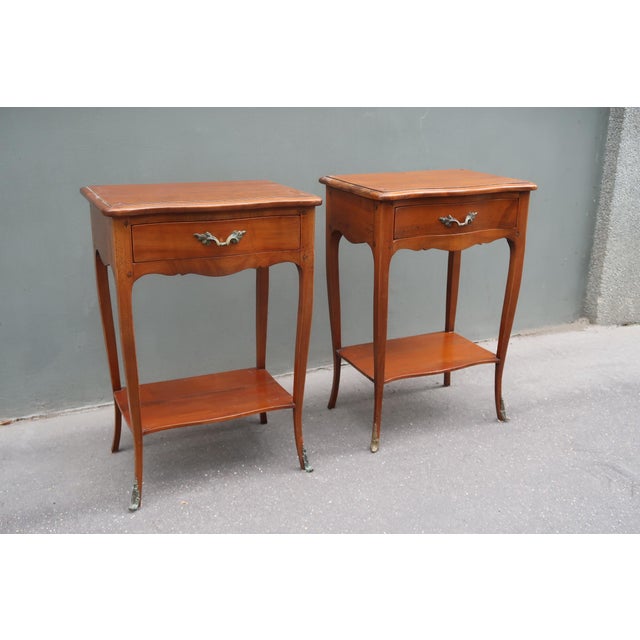 1960s Pair of French Louis XV Style Rosewood Side Tables Attributed to André Mailfert For Sale In Los Angeles - Image 6 of 13
