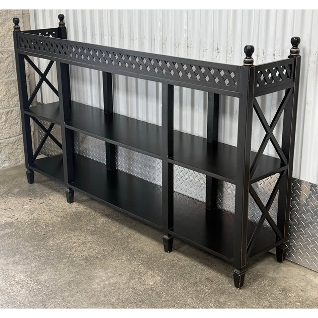 Traditional Ardley Hall Regency Style Tiered Black Console / Sofa Table For Sale - Image 3 of 11