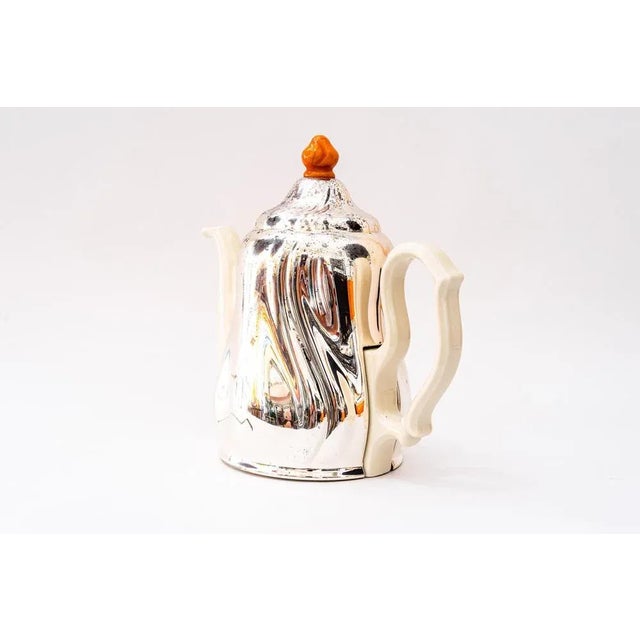 Vintage Ceramic Thermos Coffee Pot with Metal Cover, Germany, 1950s For Sale - Image 4 of 7