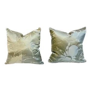 Pair of Vintage India Hicks Silk Insect Pillows