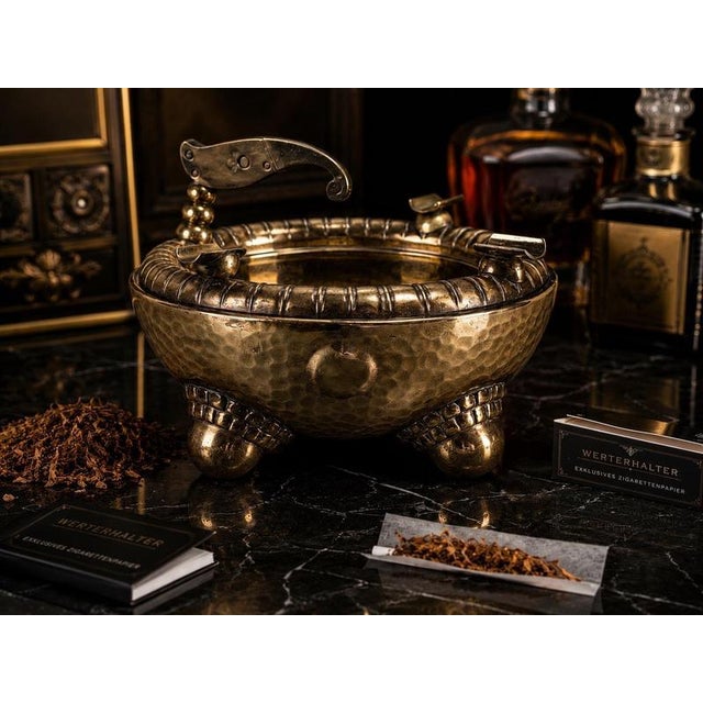 Art Deco Austrian Brass Ashtray with Integrated Cigarette Cutter, 1920s For Sale - Image 11 of 13