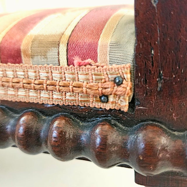 Late 19th Century Jacobethan Revival Miniature Striped Spool Bench For Sale - Image 14 of 18
