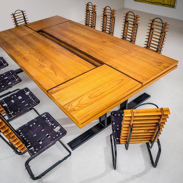 1960s Conference Table with Chairs, Rome, 1960s, Set of 11 For Sale - Image 5 of 18
