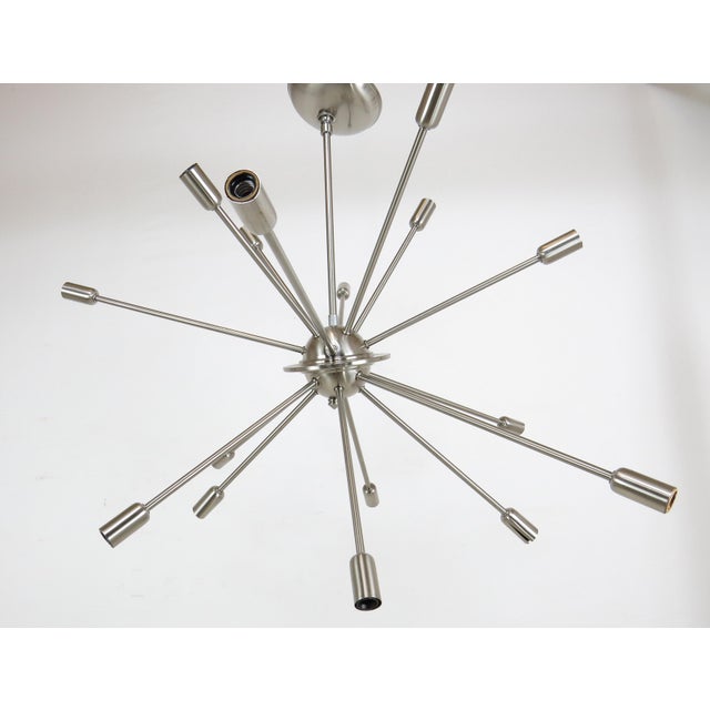 Modern Vintage Satin Chrome 16 Light Sputnik Chandelier For Sale - Image 3 of 7