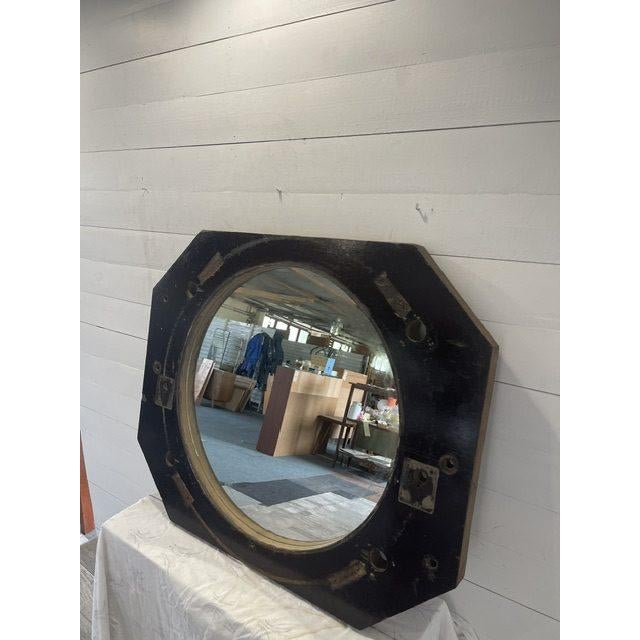 Gold Vintage Industrial Wooden Mirror in Negative Molds, 1950s For Sale - Image 8 of 10