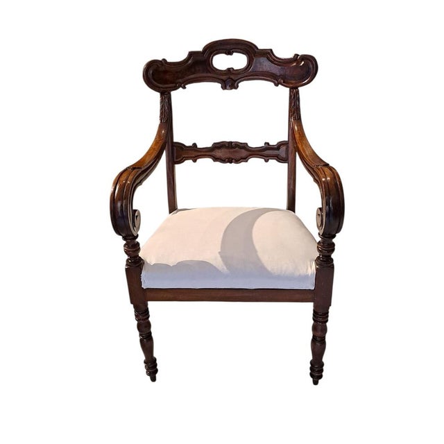 Genoa Walnut Armchairs, 1800s, Set of 4 For Sale - Image 6 of 8