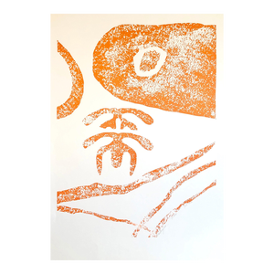 Viola Burley Leak, Motif. Abstract, African American Artist Viola Leak Woodcut Silkscreen Print, 1982