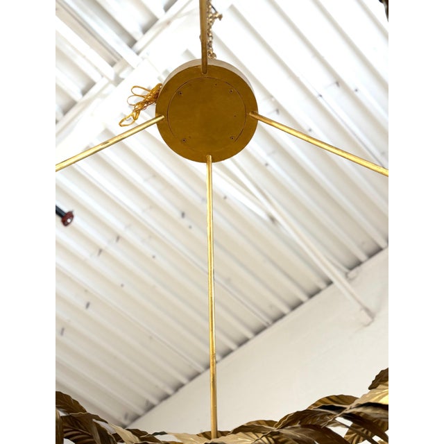 Metal Apollo Grand Circular Laurel Leaf Chandelier in Gilt Wrought Iron For Sale - Image 7 of 14