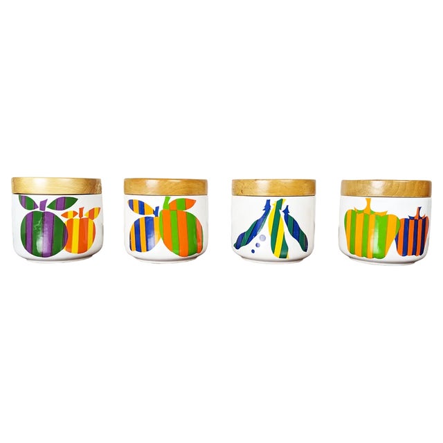 Multicolored Ceramic & Wood Boxes by Ambrogio Pozzi for F. Pozzi, 1960s, Set of 4 For Sale
