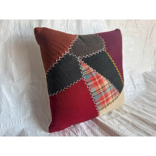 American Vintage American Patchwork Pillow For Sale - Image 3 of 3