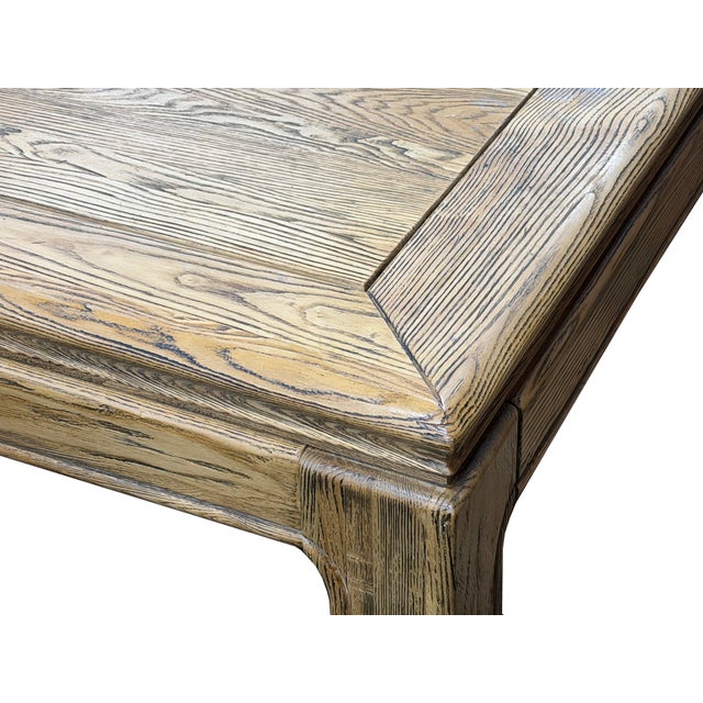 Oriental Light Wood Rough Grain Rectangular Dining Table 4 Chairs Set For Sale - Image 10 of 16