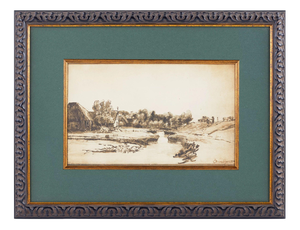 After Rembrandt, Landscape with a Canal, Pen Drawing, 19th Century