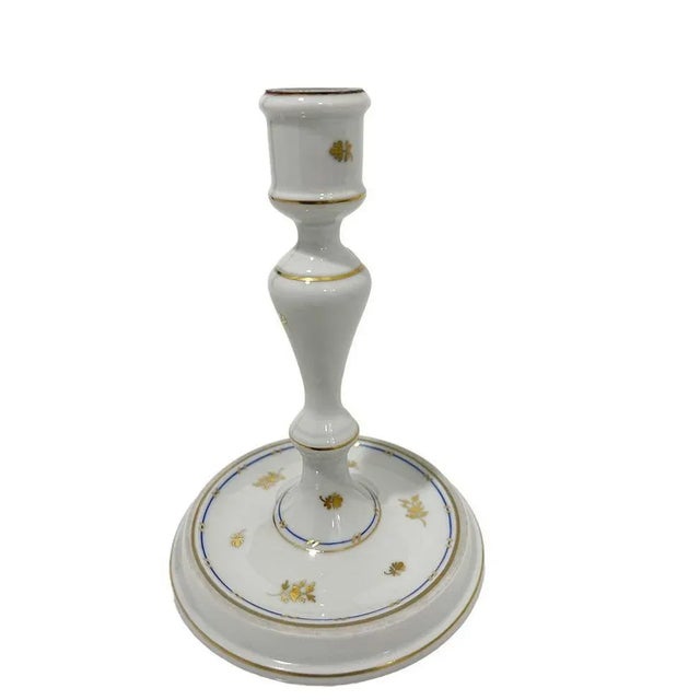 Batthyany Blue Vase and Candlestick in Porcelain from Herend, Hungary, 1960s, Set of 2 For Sale - Image 3 of 9