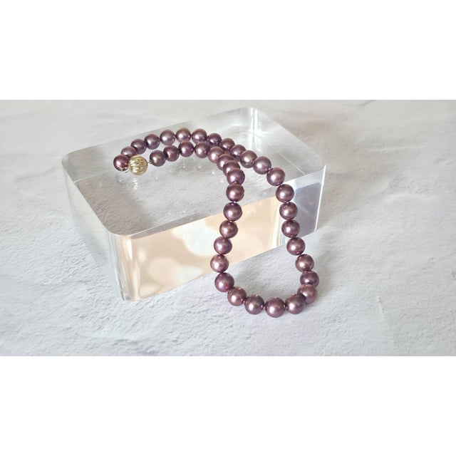 Genuine Edison Freshwater Pearl Necklace With 14k Gold Clasp For Sale - Image 10 of 12