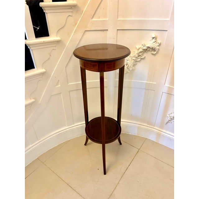 Antique Edwardian Inlaid Planter Stand in Mahogany and Satinwood, 1900 For Sale - Image 6 of 10