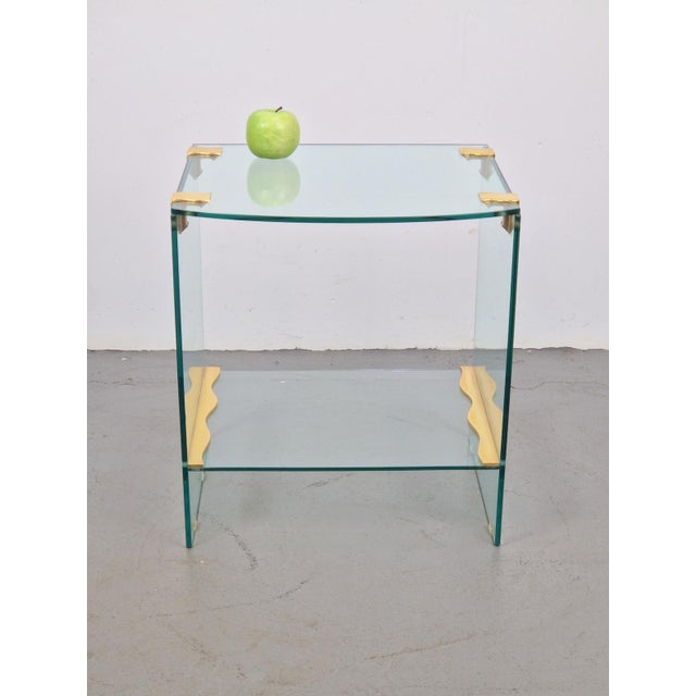 Vintage Regency Brass and Glass Side Table, 1970s For Sale - Image 11 of 12