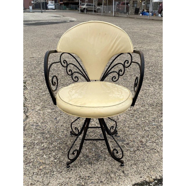 Hollywood Regency Vintage Hollywood Regency Wrought Iron Butterfly Swivel Club Chairs - Set of 4 For Sale - Image 3 of 13