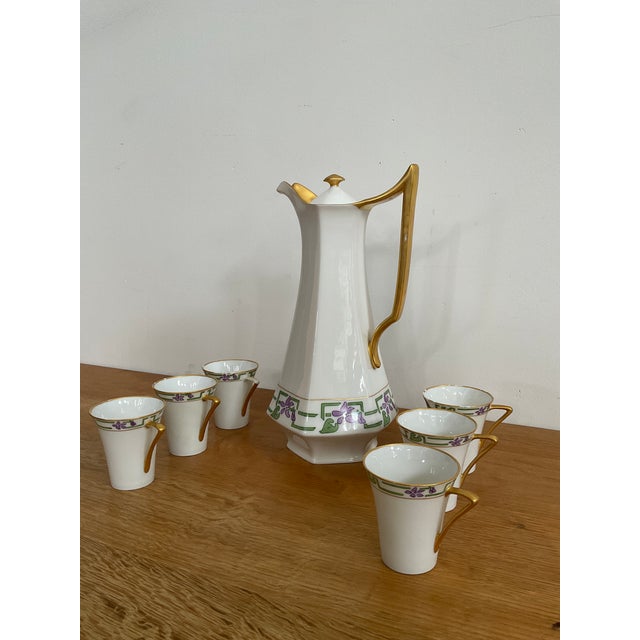 Mid-Century Modern 1960s Raynaud (Raynaud & Co.) Limoges Chocolate/Coffee Set - 7 Piece For Sale - Image 3 of 17
