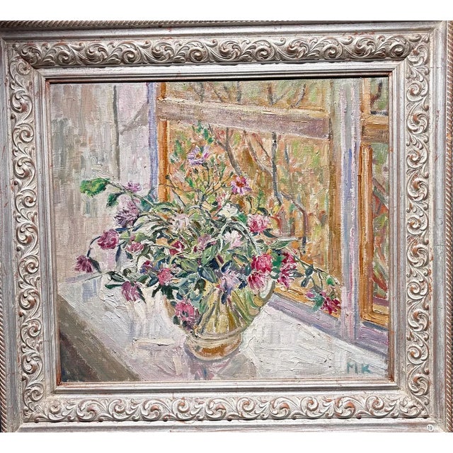 Maya Kopitzeva, Flowers on the Window, Oil Painting, 1998 For Sale - Image 7 of 7