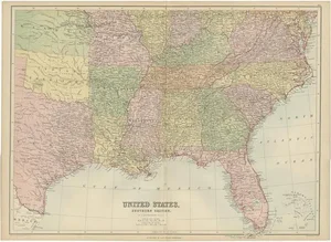 Antique Map of the Southern United States by A & C. Black, 1870s