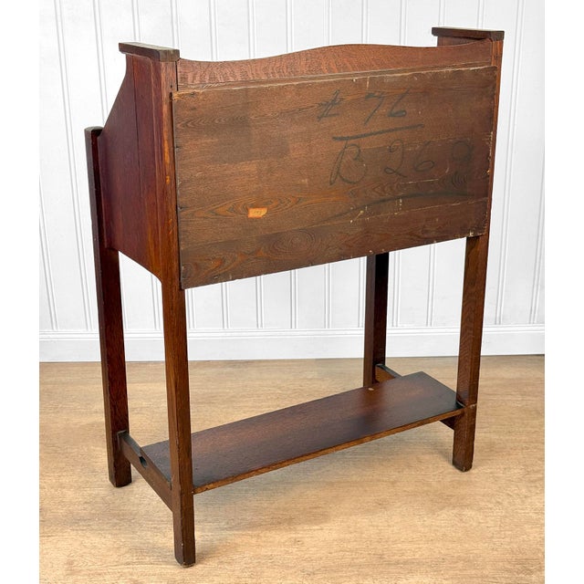 Antique Arts & Crafts Quartersawn Oak Drop Front Secretary Desk For Sale - Image 15 of 15