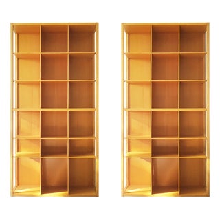 Italian Beech Wood and Metal Bookshelves, 1990s, Set of 2 For Sale