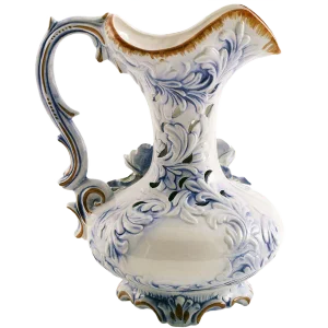 Large Vintage Baroque Style Italian Porcelain Pitcher, 1930s
