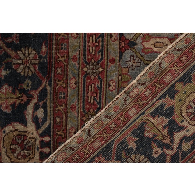 Antique Turkish Rug Red Blue Medallion Style Sparta Design For Sale - Image 9 of 9