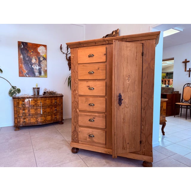 Antique Baroque Bread Cabinet in Softwood, 1800s For Sale - Image 4 of 13