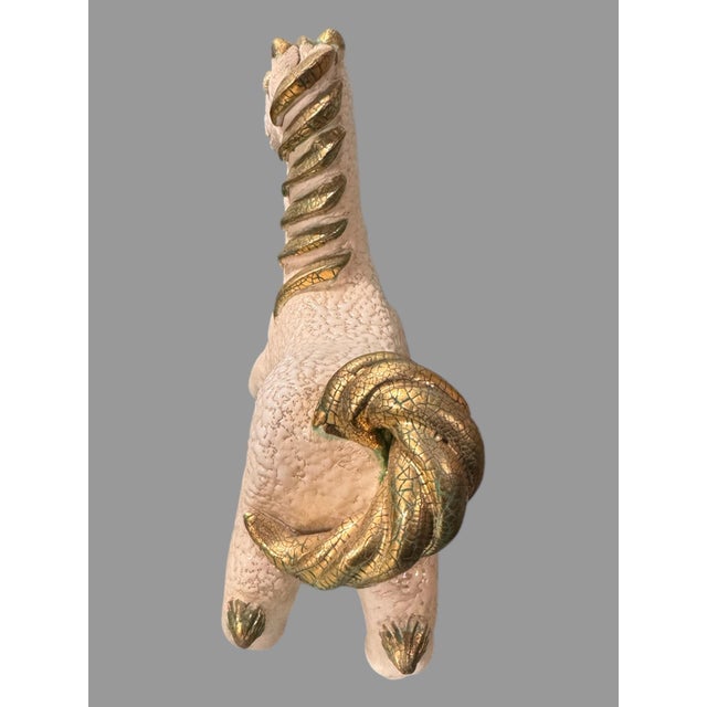 Vintage French Mid Century Modern Figural Art Pottery Horse Statue Sculpture In good original condition showing some...