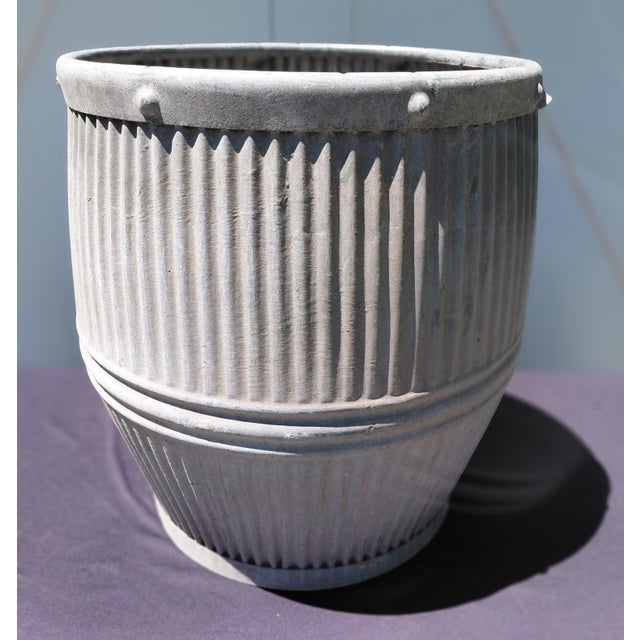 Gray Vintage English Bowling Galvanized Dolly Tub For Sale - Image 8 of 11