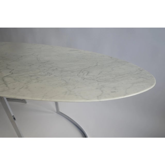Carrara Marble Console Table with Chrome Legs by Vittorio Introini, Italy, 1970s For Sale - Image 6 of 14