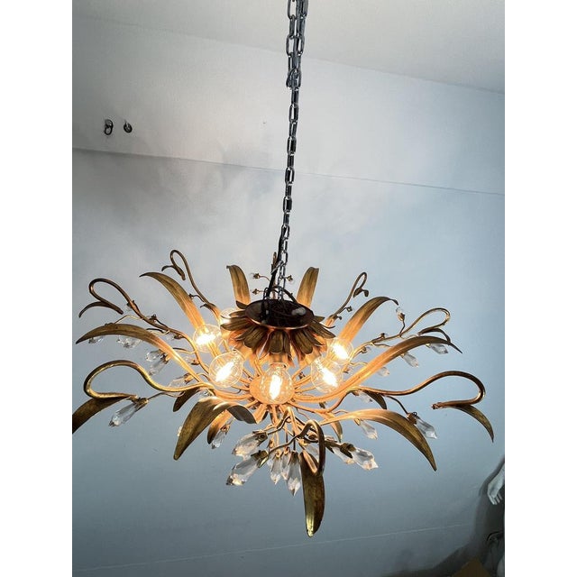 Large Mid-Century Ceiling Lights in Crystal and Iron attributed to Maison Baguès, 1970s, Set of 2 For Sale - Image 12 of 18