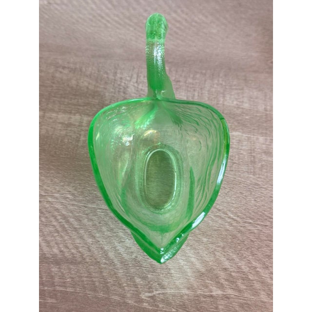 Vintage Fenton Art Green Glass Swan Candy Dish Bowl For Sale - Image 6 of 9