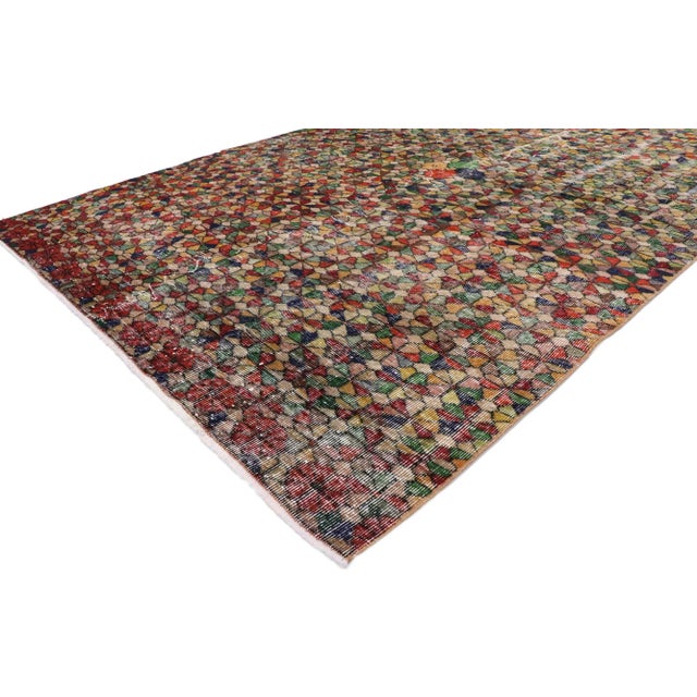 Mid-Century Modern Vintage Turkish Sivas Rug - 06'01 X 09'03 For Sale - Image 3 of 10