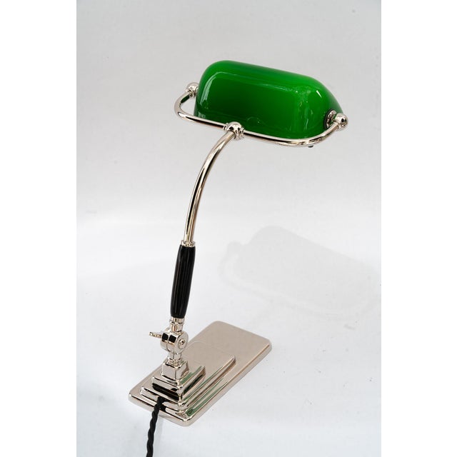 Art Deco Banker Lamp with Green Glass Shade, Vienna, Austria, 1920s For Sale - Image 4 of 18