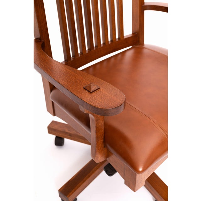 2020s Arts and Crafts Mission Oak Office Chair - Walnut Stain For Sale - Image 5 of 18